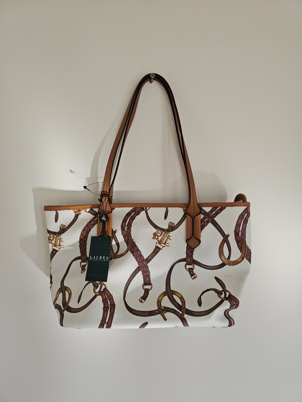 LAUREN by Ralph Lauren Caldwell Belting Classic Tote in White - Picture 5 of 16
